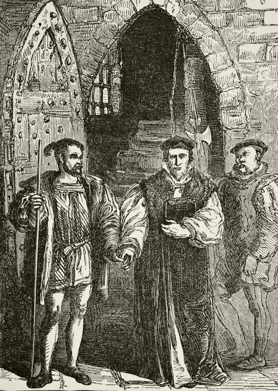 Kardinal John Fisher verlässt den Glockenturm auf dem Weg zu seiner Hinrichtung, aus 