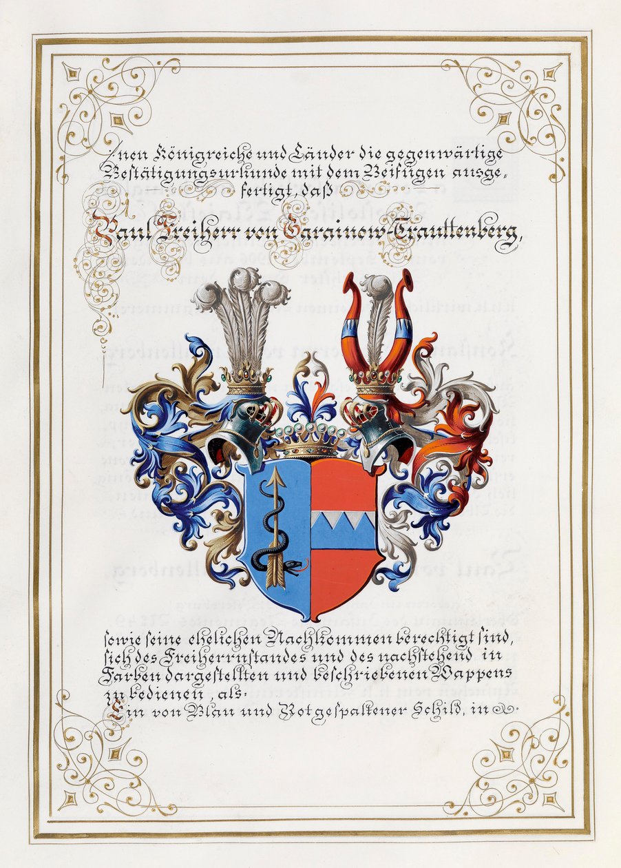 Wappen Trauttenberg, von einem Adelsdiplom von Anonymous