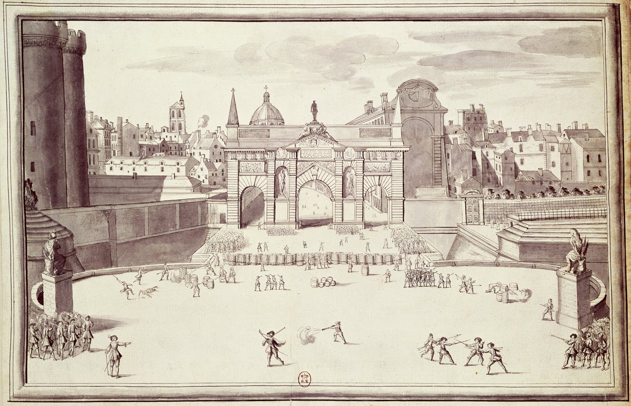 Barrikaden am Porte Sainte-Antoine, 26. August 1648 von French School