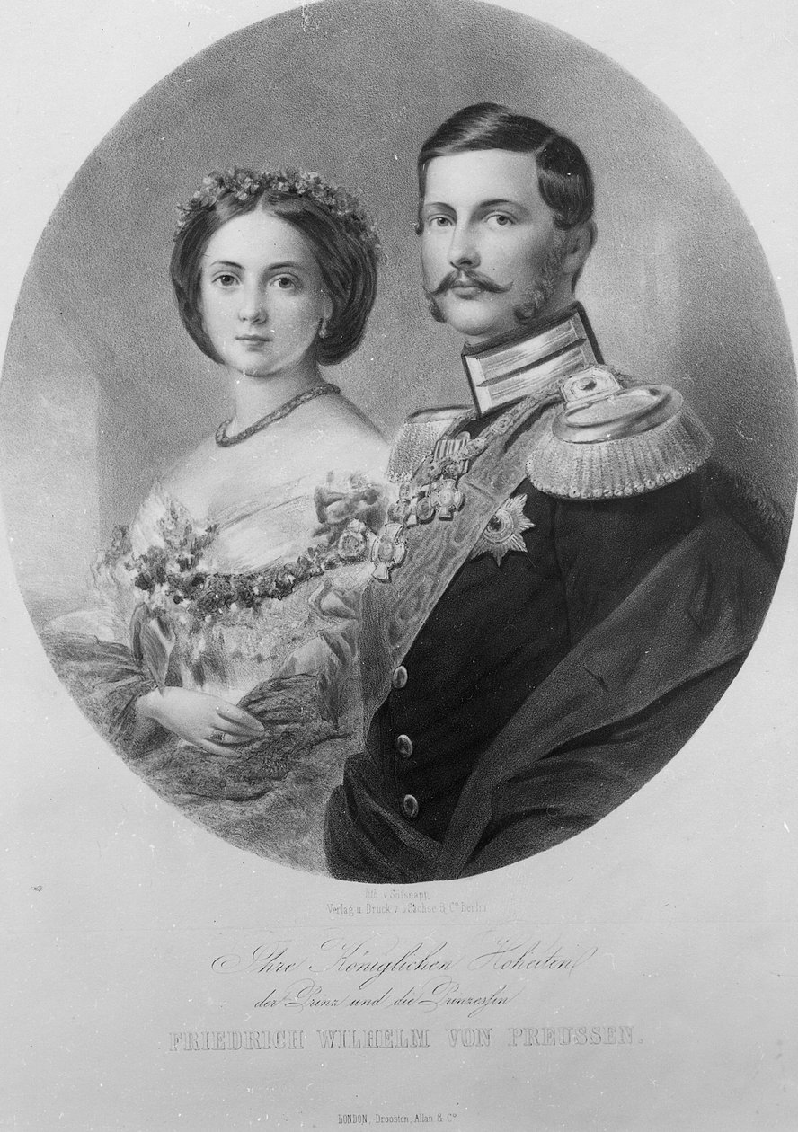 Hochzeitsporträt Ihrer Königlichen Hoheiten Prinzessin Victoria (1840-1901) und Kronprinz Friedrich Wilhelm von Preußen (1831-88) 25. Januar 1858, graviert von Carl Sussnapp von German School