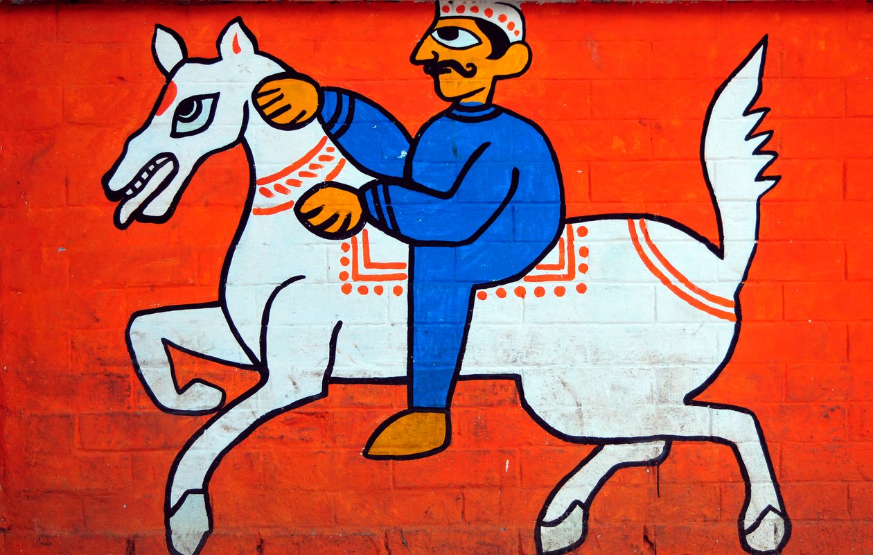 Ein Wandgemälde eines Reiters von Unknown