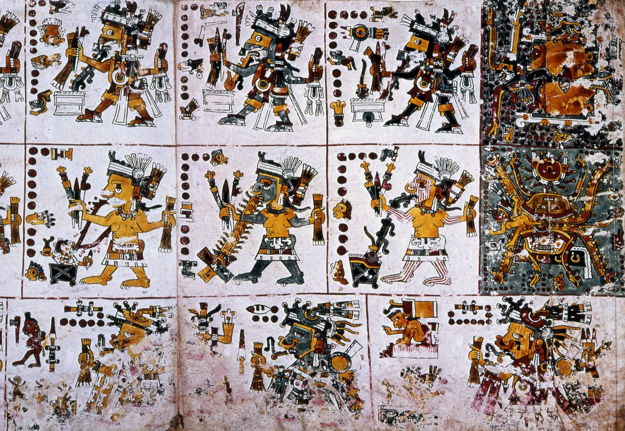 Detail aus einer Faksimile-Kopie einer Seite des Codex Borgia von Unknown