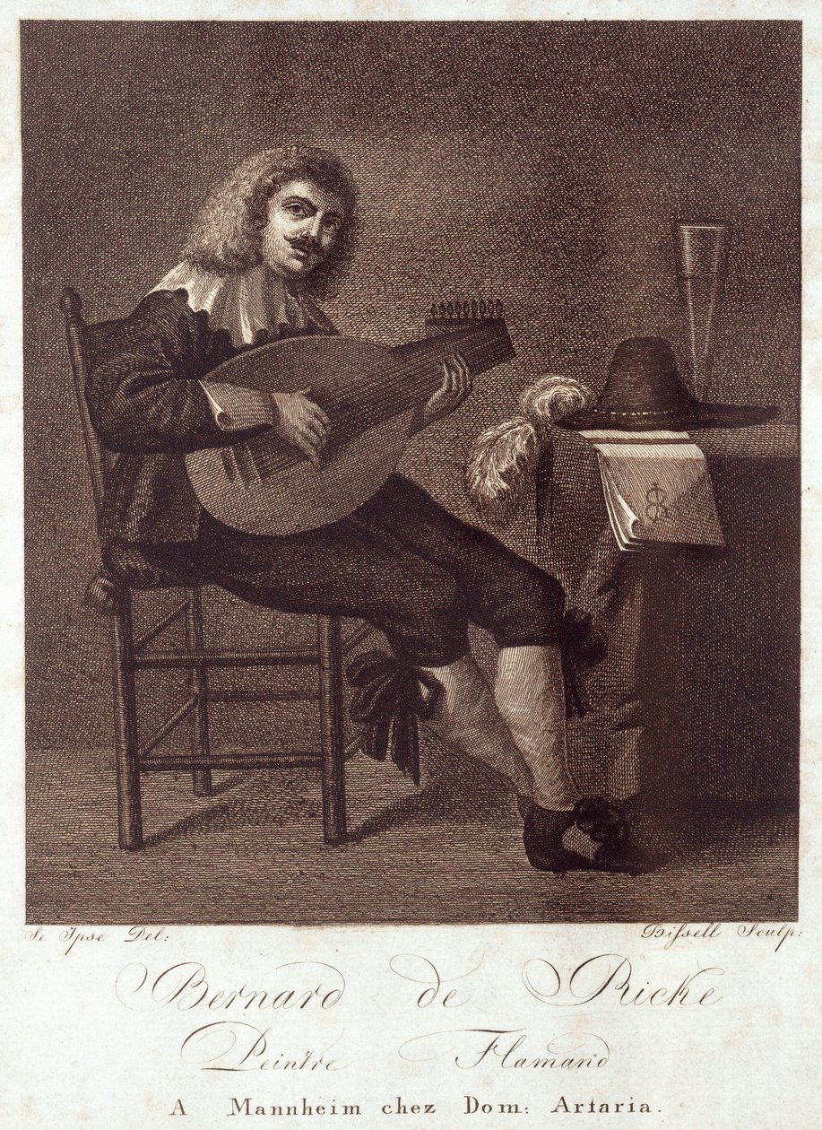Lautenist am Tisch sitzend von Unknown