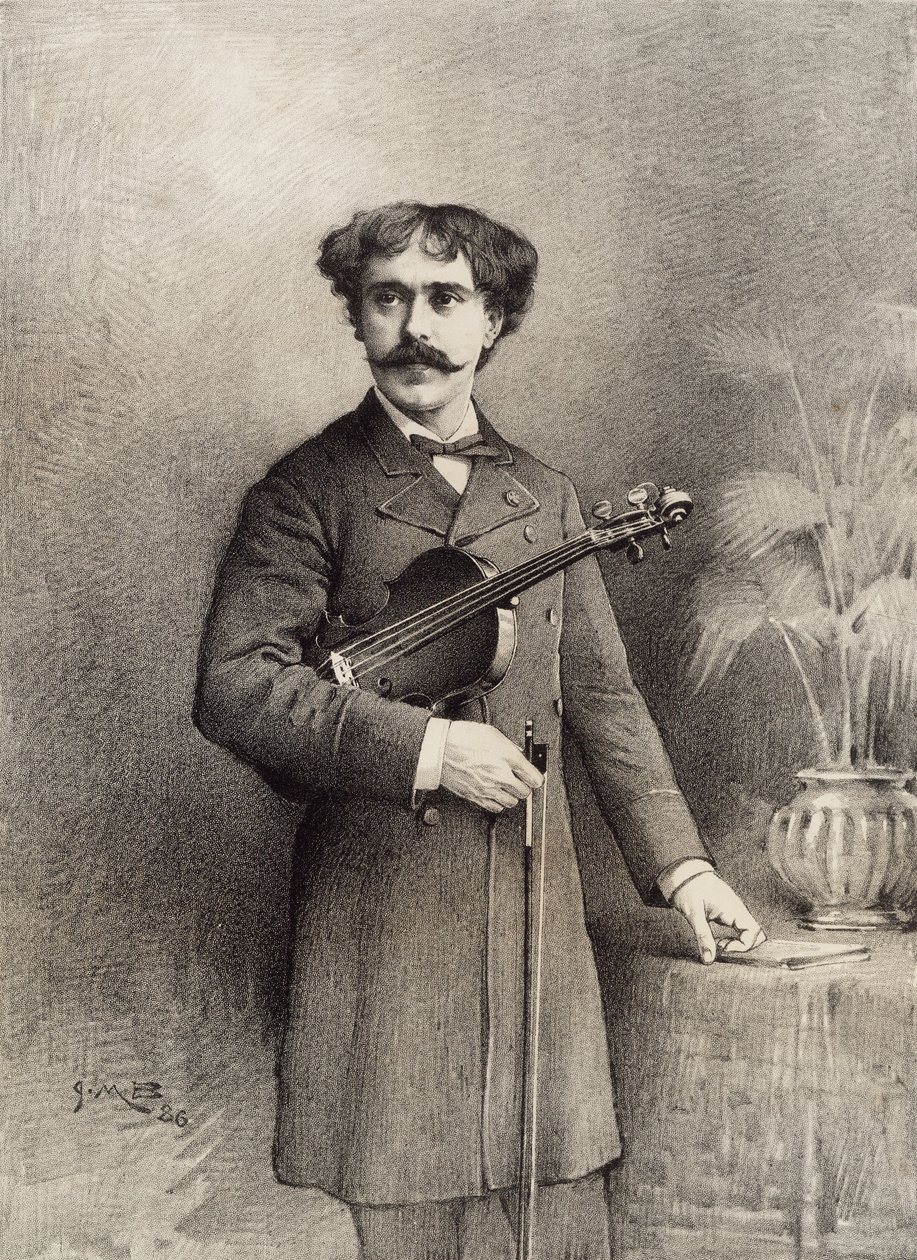 Pablo de Sarasate mit Geige von Unknown