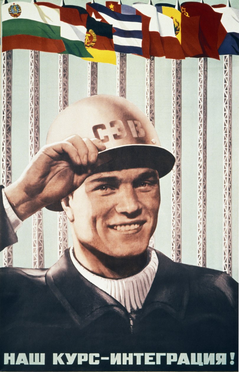Sowjetisches Propagandaposter von A. Burov, Unser Kurs der Integration von Unknown