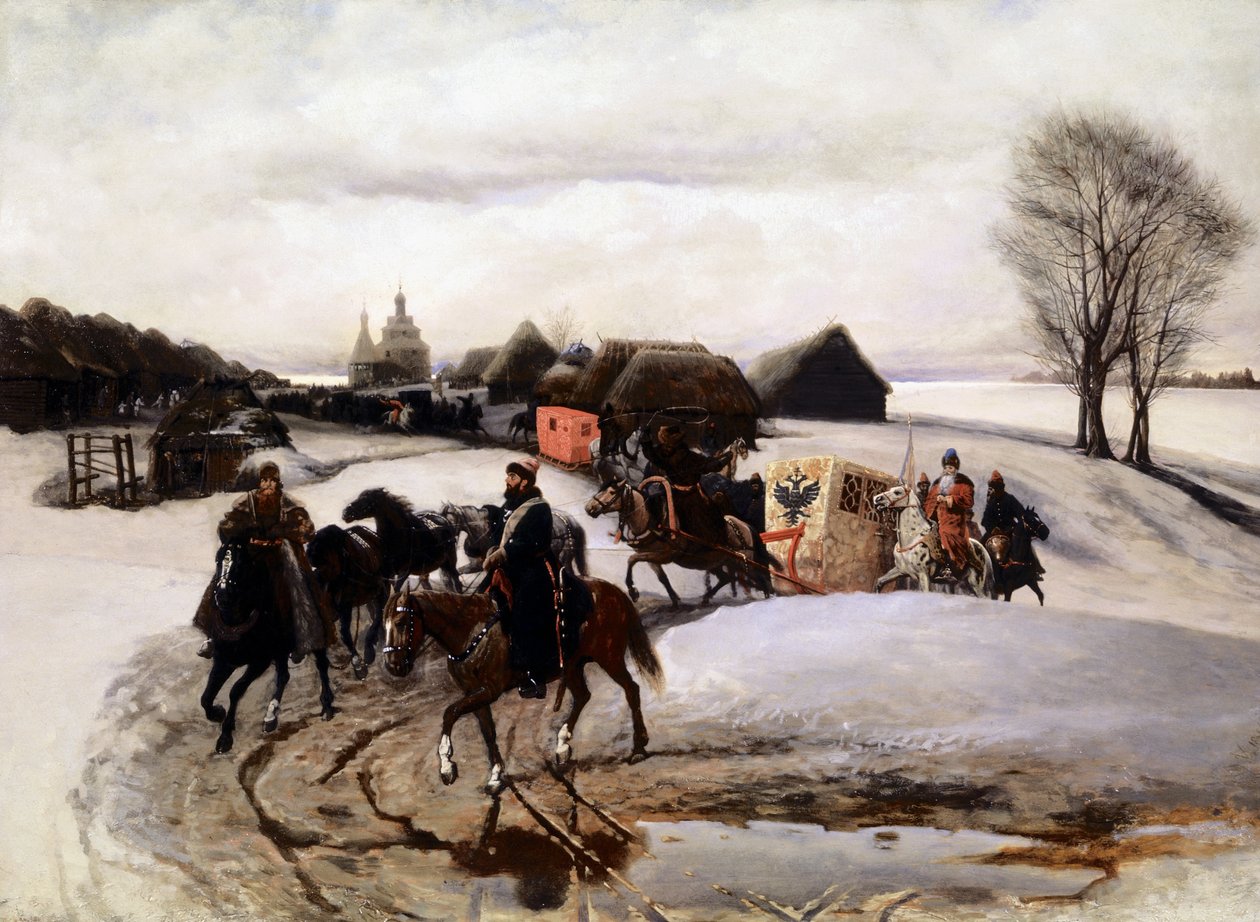 V. Shvarts, Die Zarin auf einer Pilgerreise zu heiligen Orten - zur Zeit von Zar Alexei (Aleksei Michailowitsch Romanow) von Unknown