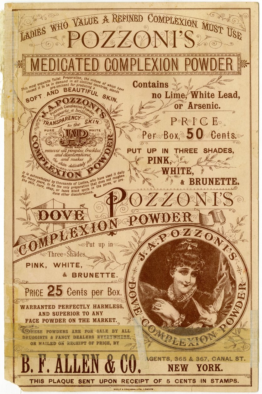 Pozzonis Dove Complexion Powder, Rückseite von American School