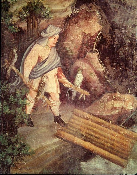 Der Monat Juli, Detail eines Falkners von Bohemian School
