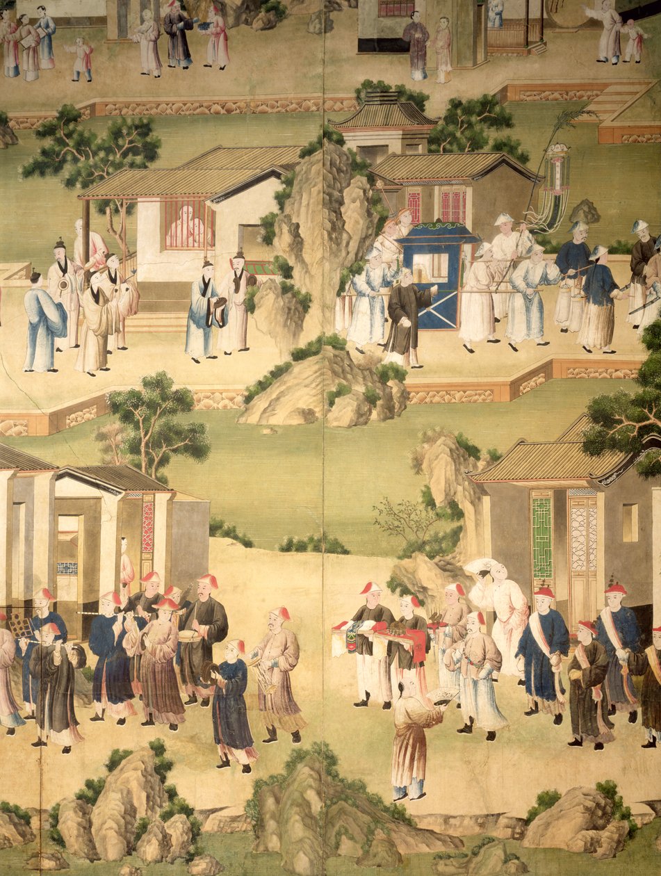 Detail einer Tapete, die eine Trauerprozession darstellt, 1780 von Chinese School