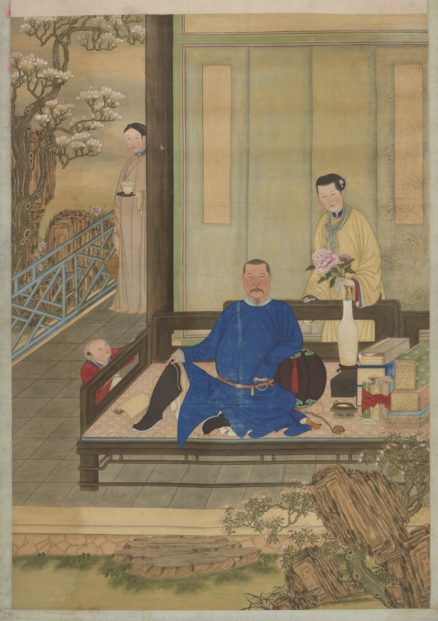 Porträt eines unbekannten Mannes und seines Sohnes, Qing-Dynastie von Chinese School