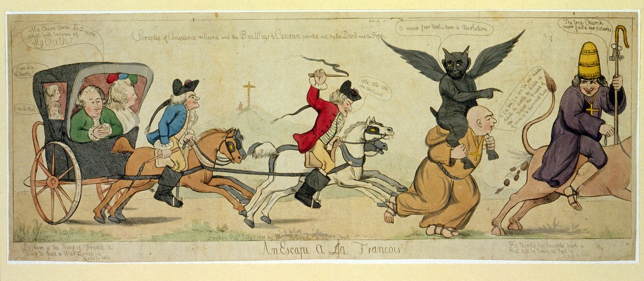 Eine Flucht à la Francois, veröffentlicht in London 1791 von English School