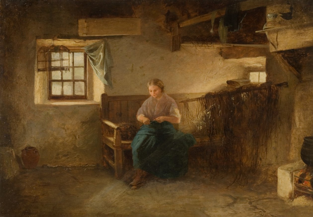 Innenraum mit sitzender Frau von English School