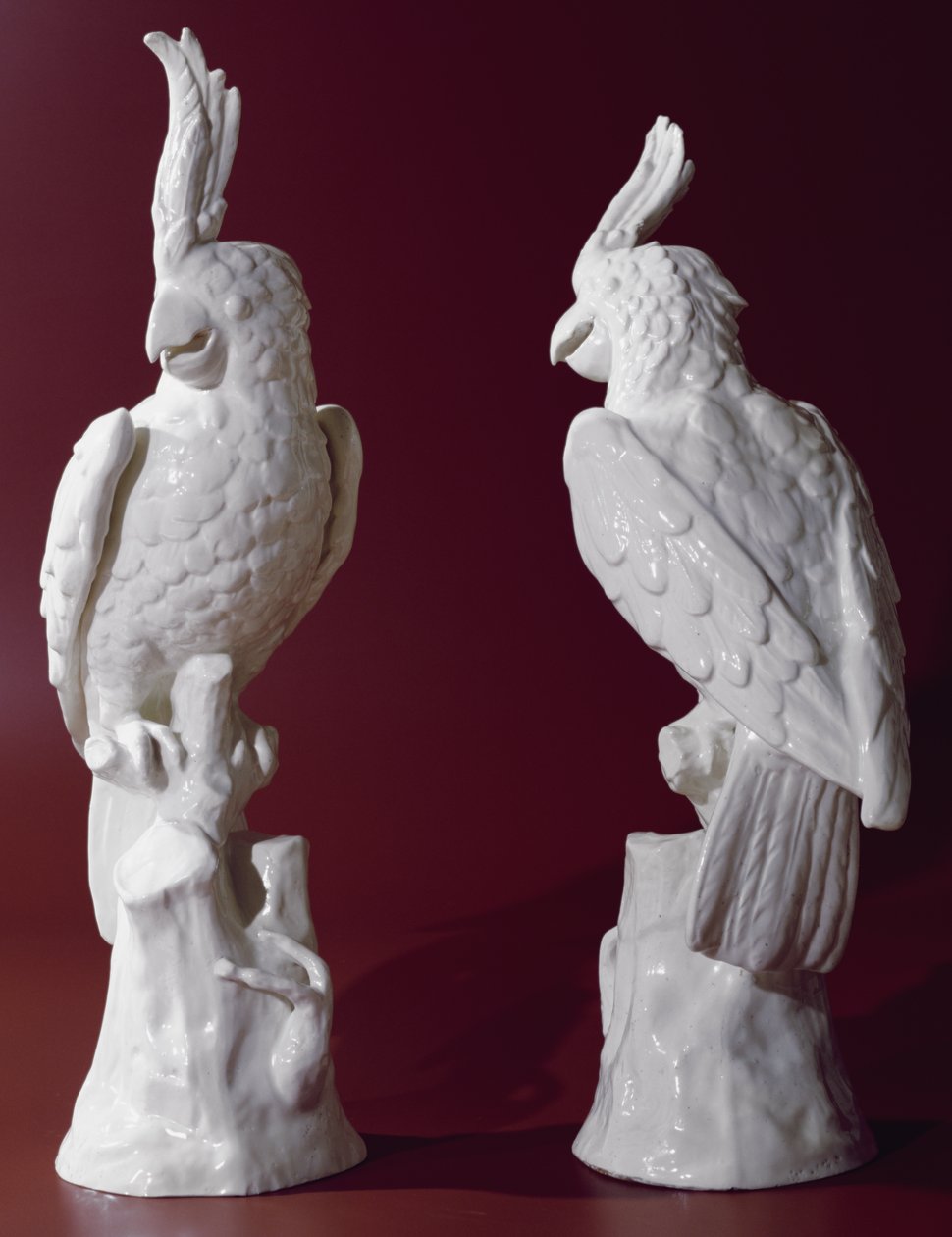 Paar Papageien (Faience) von English School