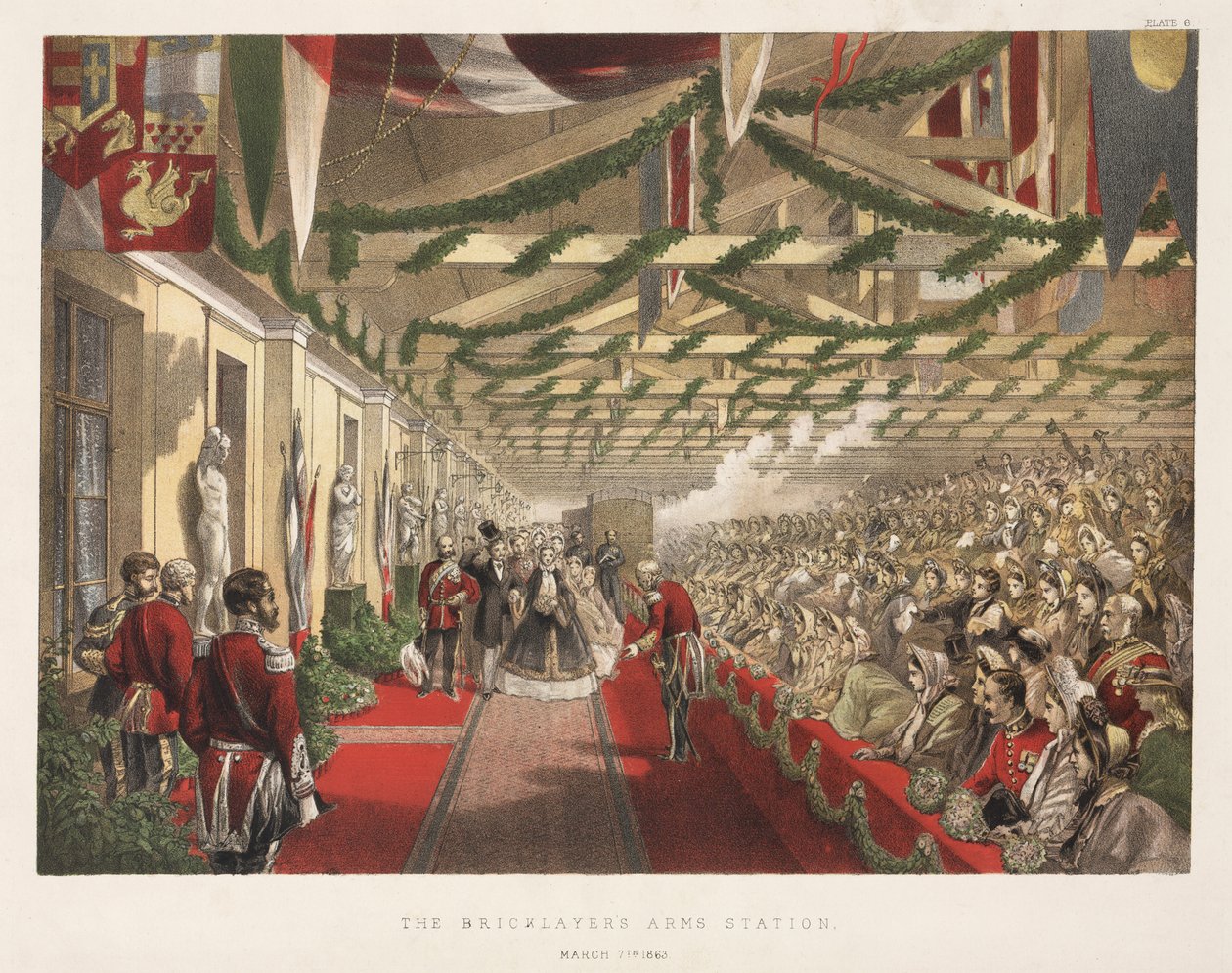 Die Ankunft von Prinzessin Alexandra am Bricklayers Arms Station, 7. März 1863 von English School