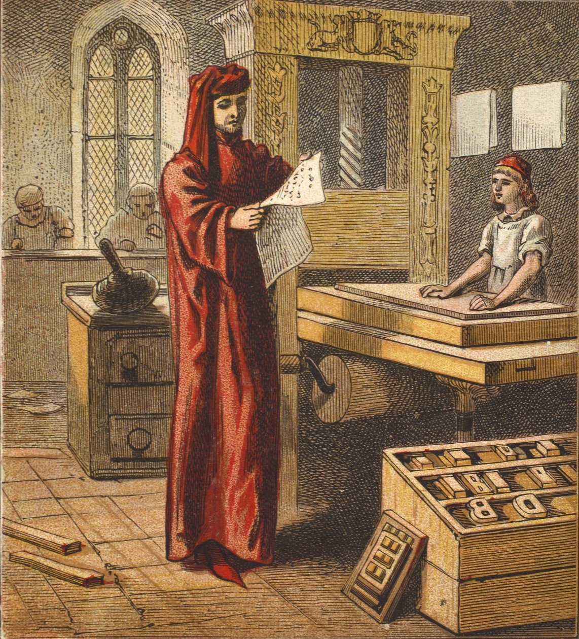 Der erste englische Drucker, veröffentlicht 1890 von English School