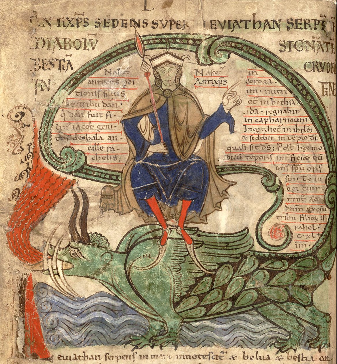 Antichrist sitzt auf einem Leviathan aus Liber Floridus von Lambert de Saint-Omer, 1120 von Flemish School