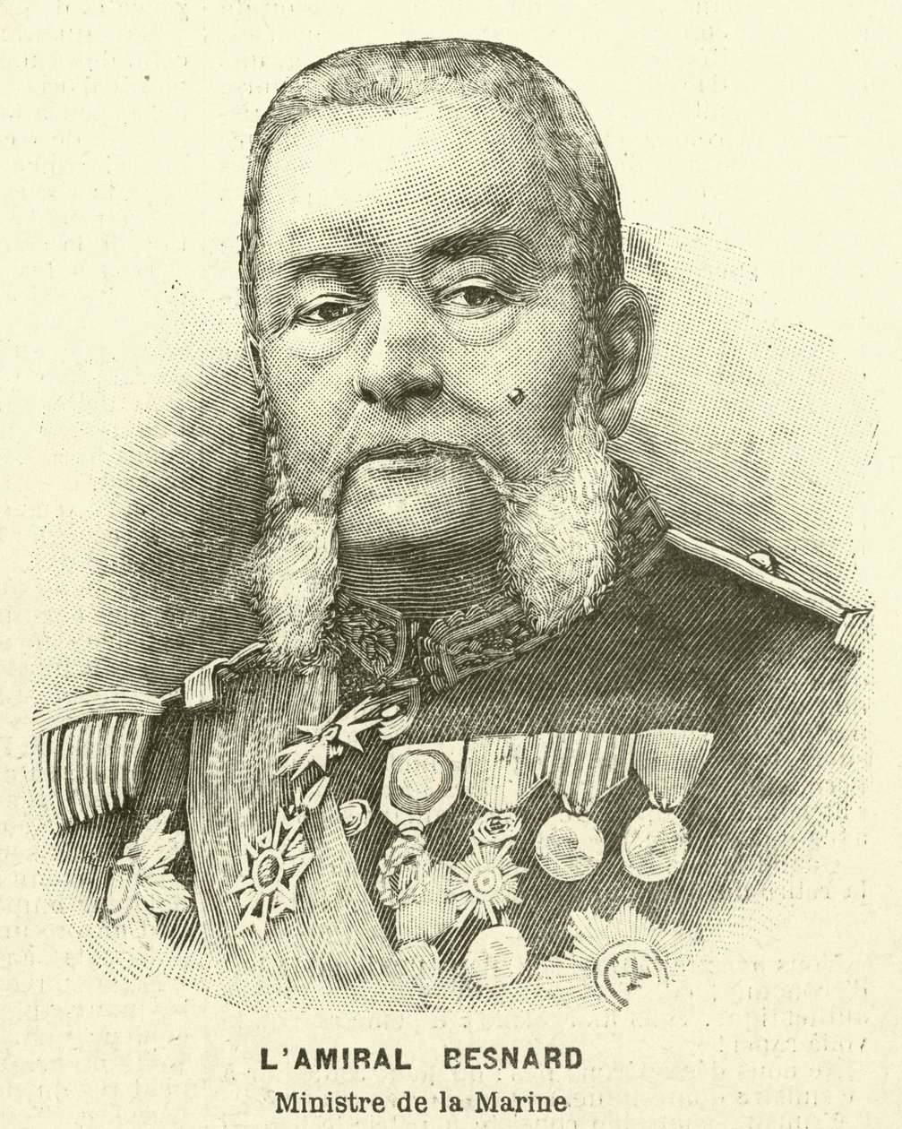 Admiral Besnard, französischer Marineminister von French School