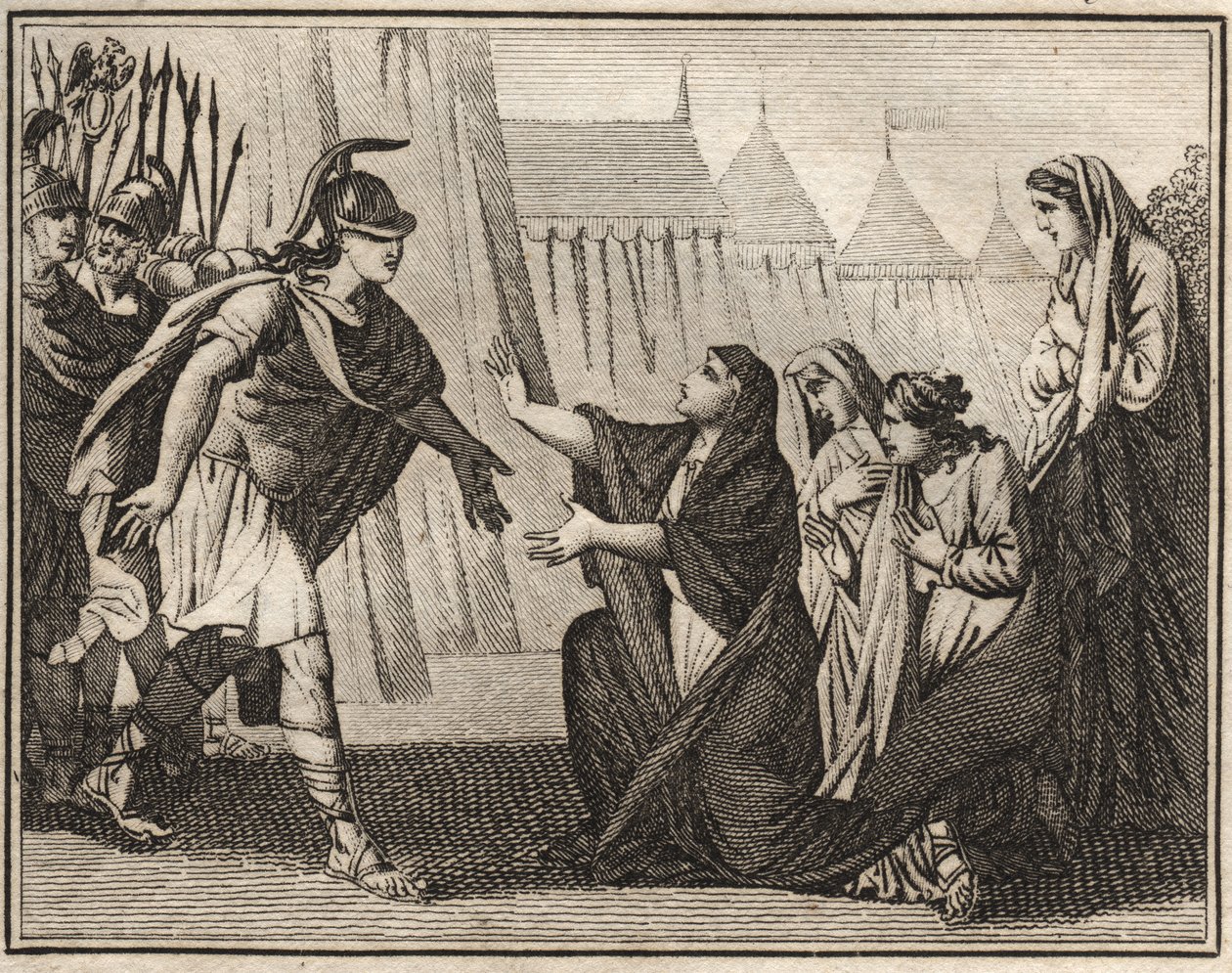 Gaius Marcius Coriolanus und seine Mutter Veturia (488 v. Chr.) von French School