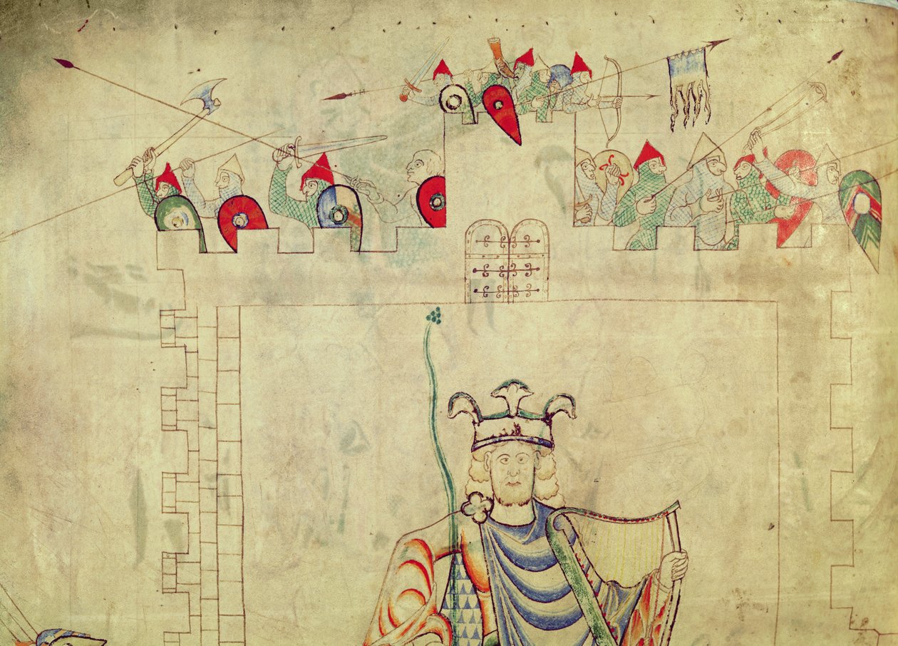 König David in Majestät im Zentrum von Jerusalem (Detail) von French School
