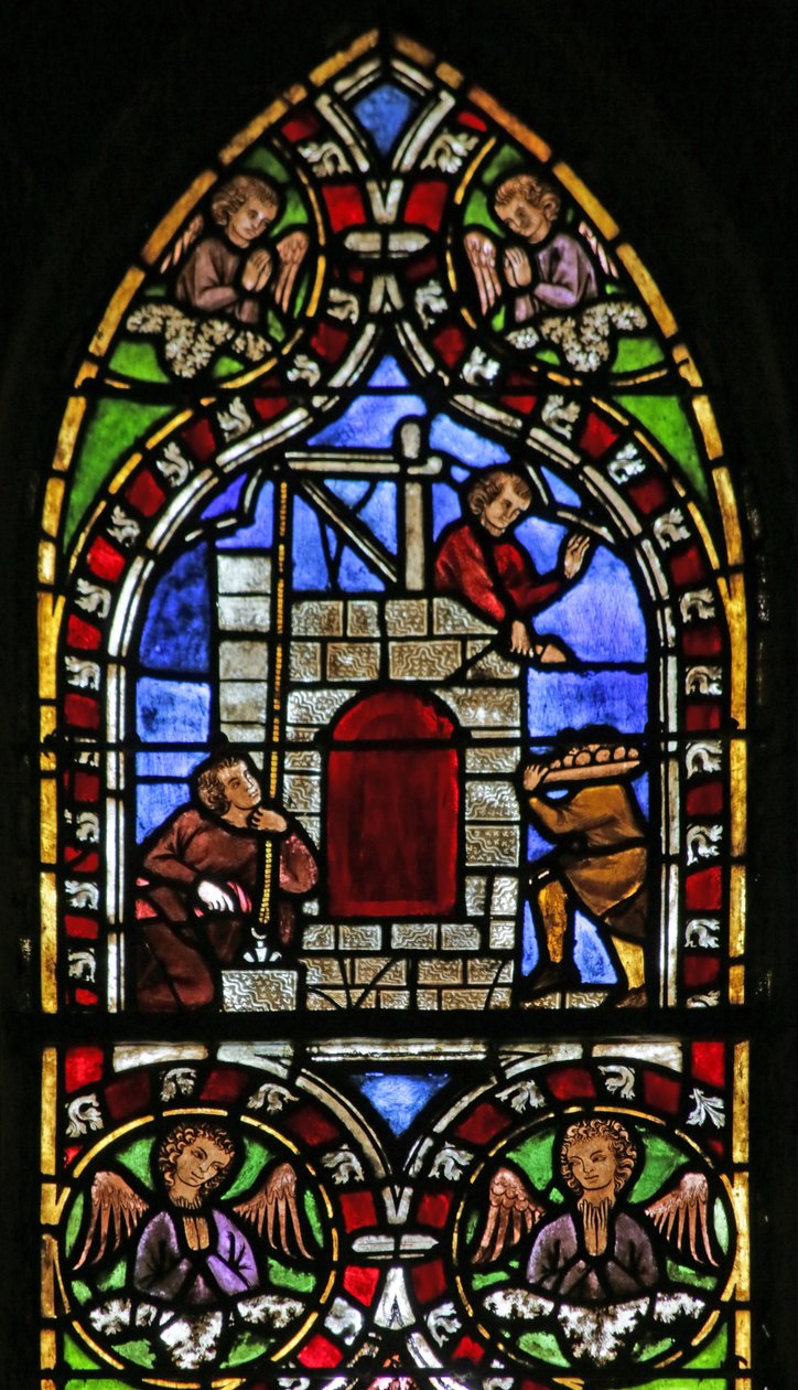 Fenster mit Darstellung des Turmbaus zu Babel, ca. 1325 von French School