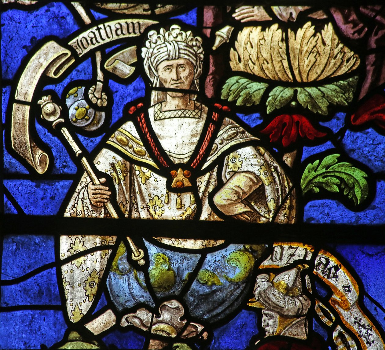 Fenster mit Darstellung von König Lotham am Jessebaum von French School