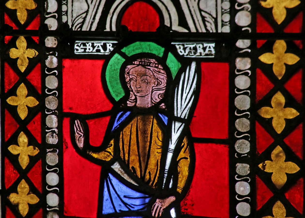 Fenster mit Darstellung der Heiligen Barbara von French School
