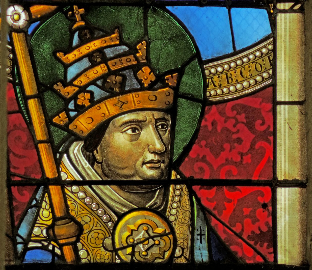 Fenster mit Darstellung des Heiligen Gregor von French School