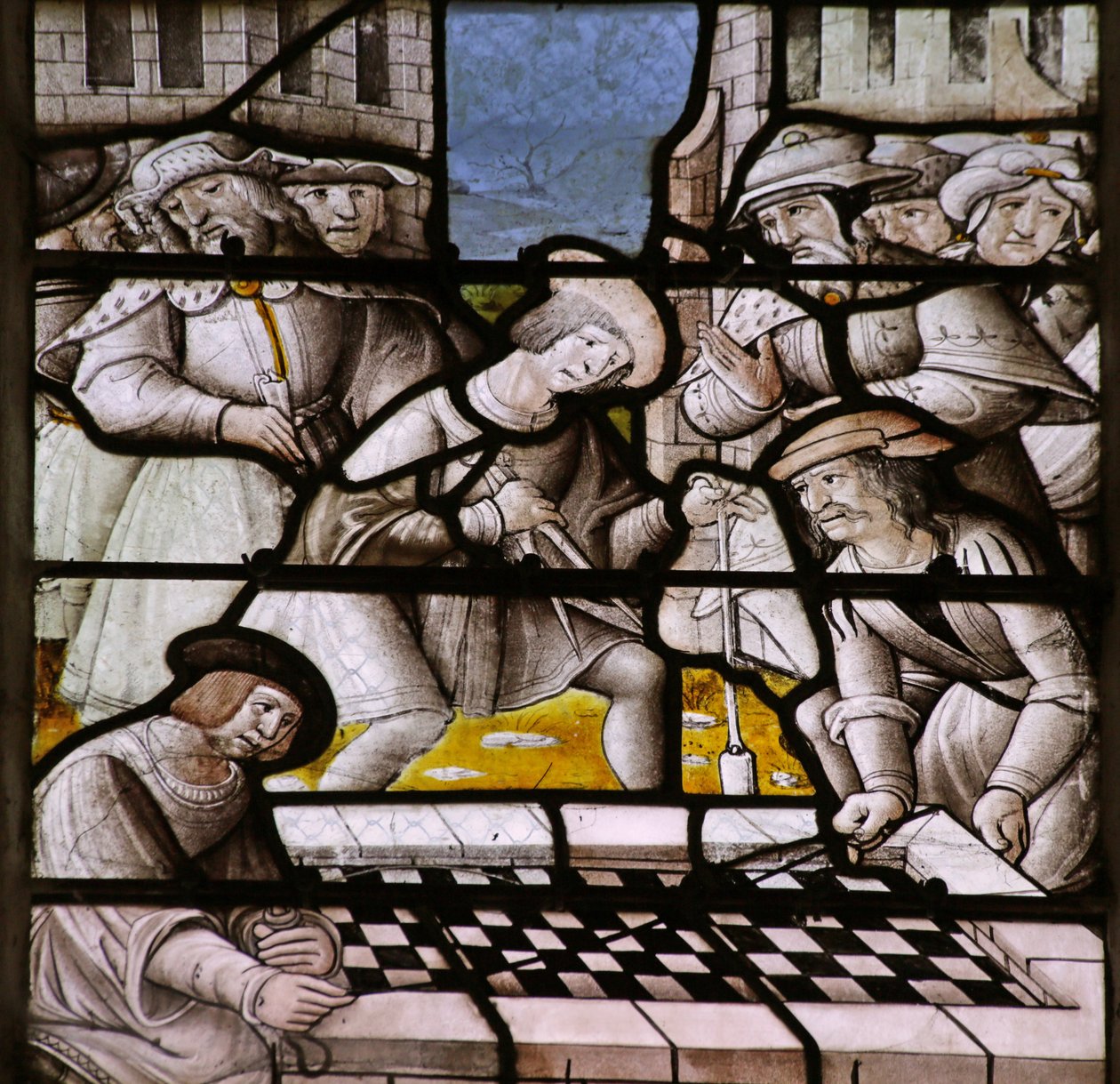 Fenster mit der Darstellung der Legende von Notre Dame de Lorette: Überprüfung der Authentizität des Hauses der Jungfrau von French School