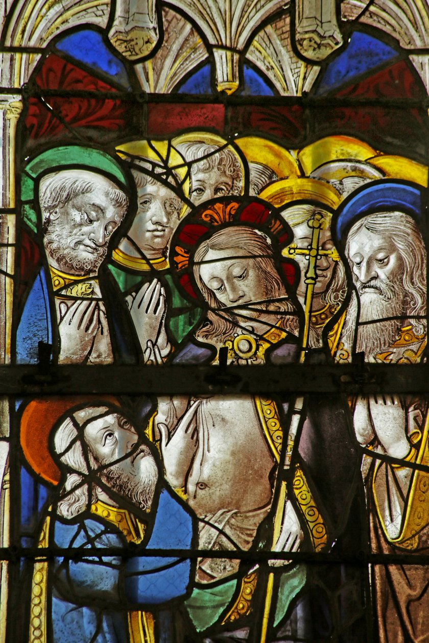 Fenster, das den zweifelnden St. Thomas darstellt von French School