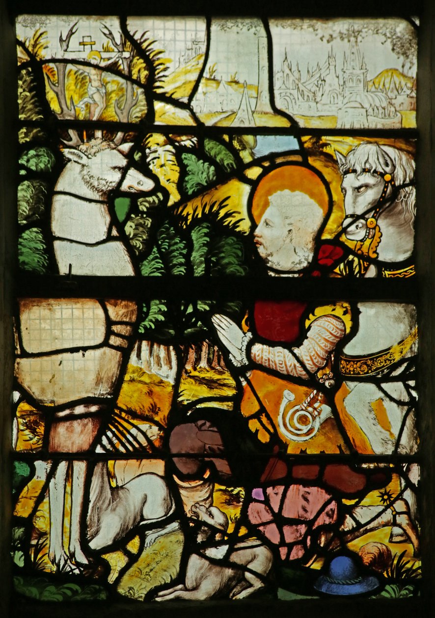 Fenster, das die Vision des heiligen Eustachius darstellt von French School