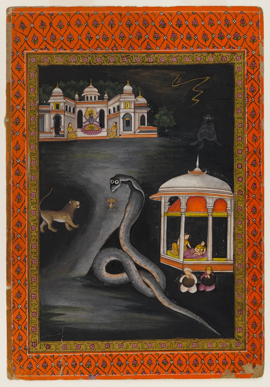 Krishna wird über den Fluss getragen von Indian School