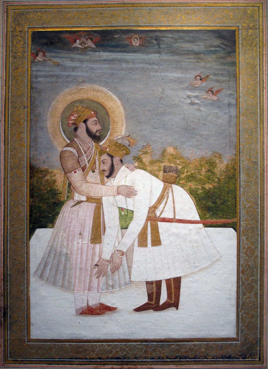 Shah Jahan umarmt seinen Sohn Aurangzeb, ca. 1750 von Indian School