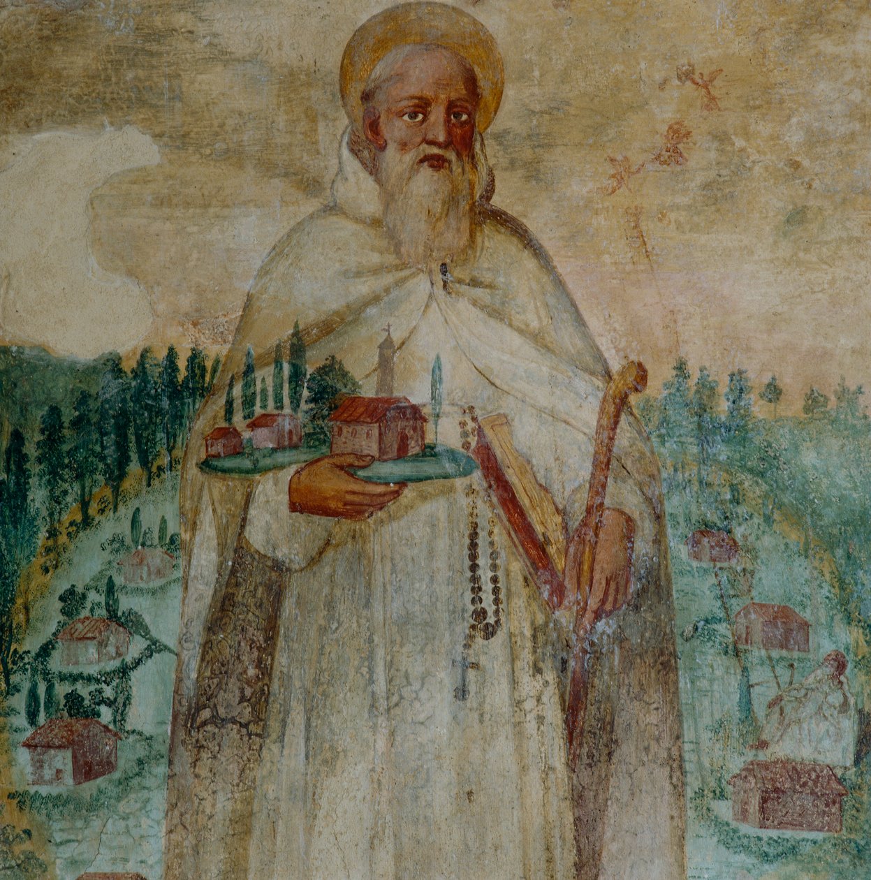 St. Romuald, Gründer des Kartäuserklosters in Camaldoli (Detail) von Italian School