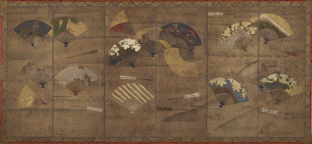 Dekorierte Fächer von Japanese School