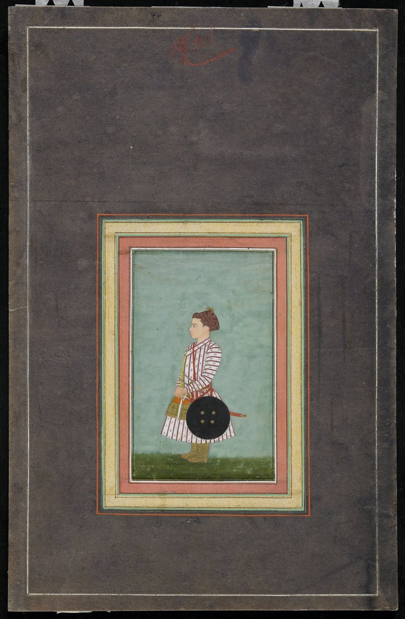 Junger Prinz, Albumblatt mit Malerei, ca. 1650-1660 von Mughal School