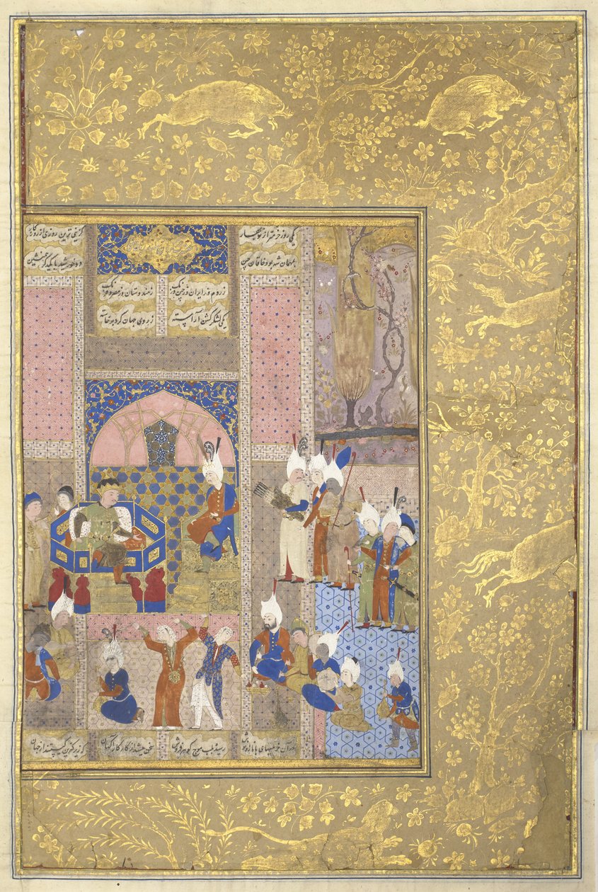 Alexander speist mit dem Kaiser von China, ca. 1525-50 von Persian School
