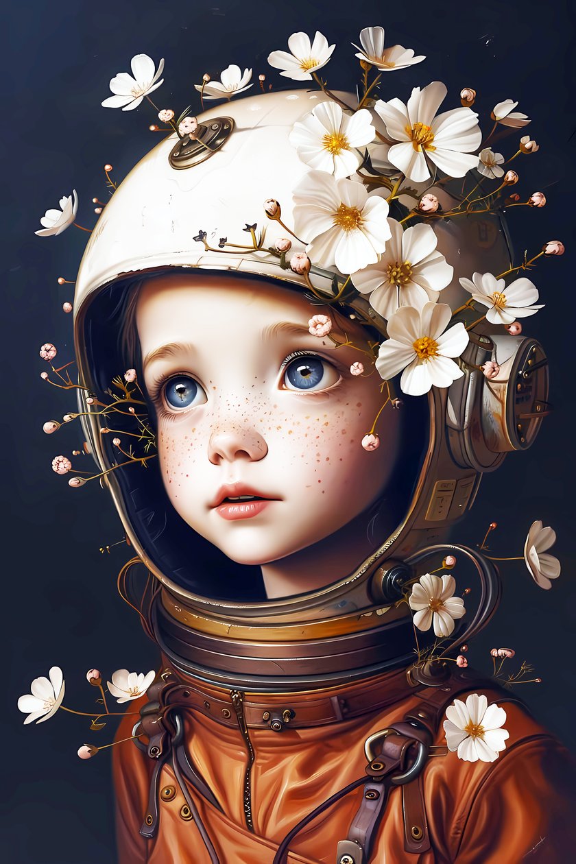 Kindastronaut auf dem Planeten Blumen von F. Abderrahim