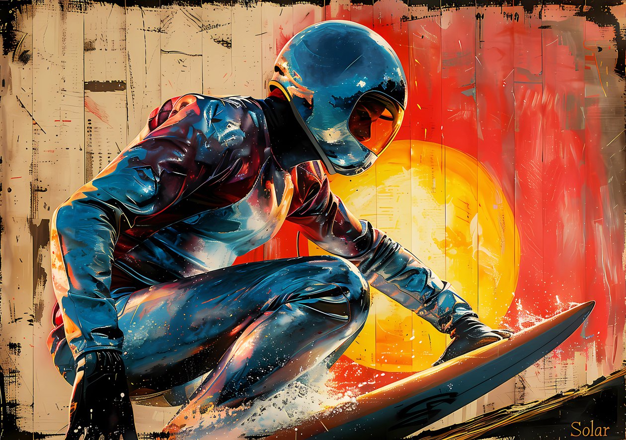 Surfer Malerei, Retro-Filmplakat von F. Abderrahim