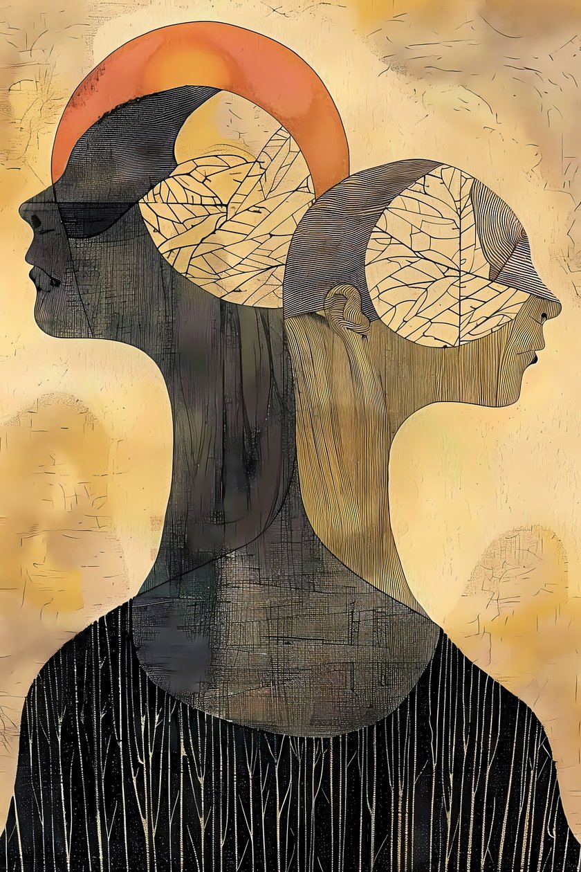 Zwei Freundinnen Malerei, im Stil von Gustav Klimt von F. Abderrahim