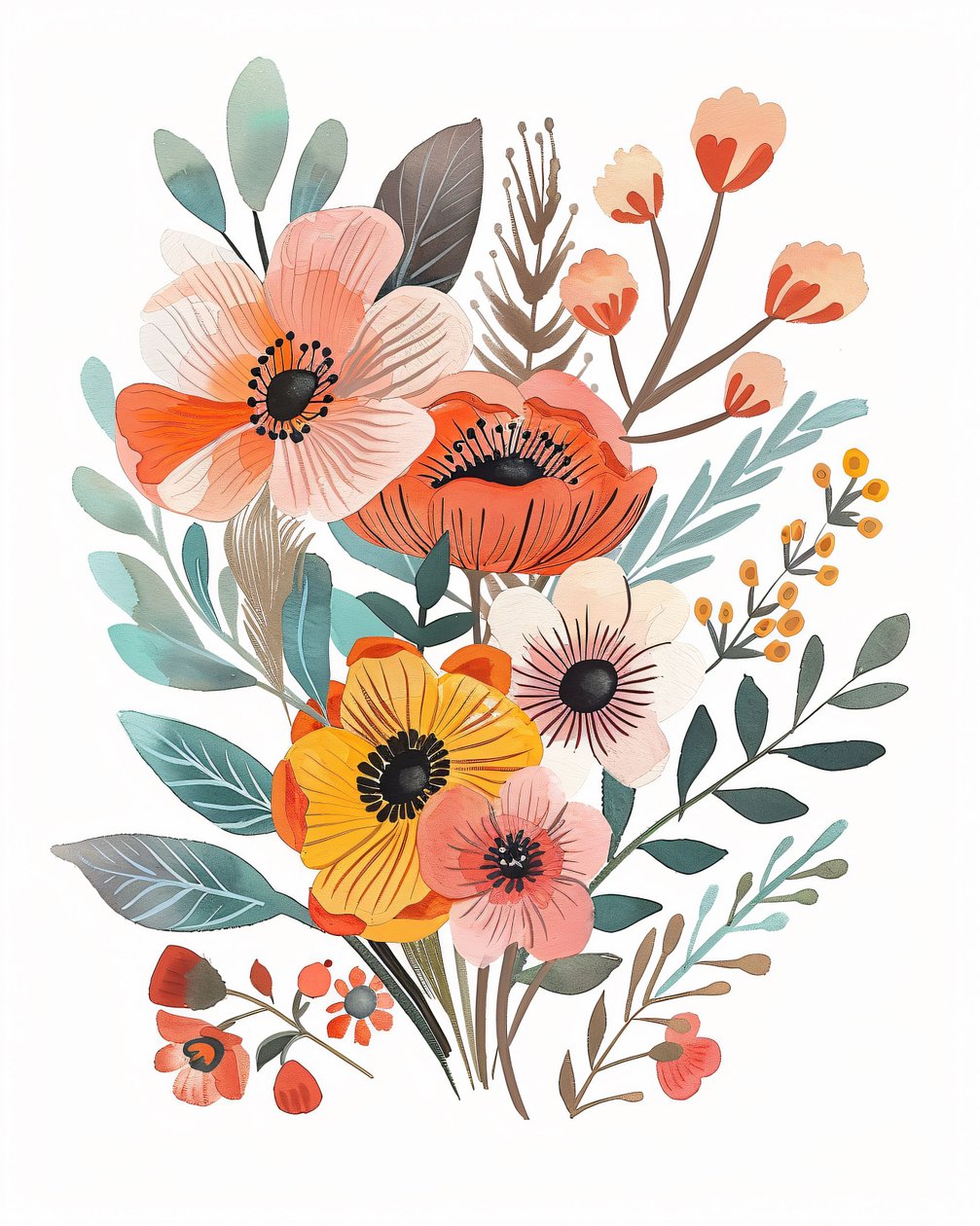 Bohemian Blumen-Kinderzimmer für botanische Poster für Wand- & Leinwanddrucke von F. Abderrahim