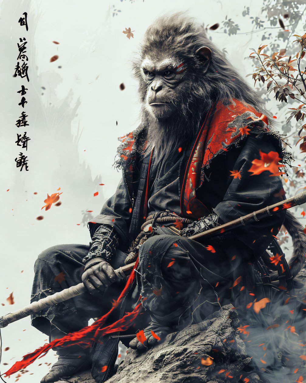 Samurai-Affen-Illustration von F. Abderrahim
