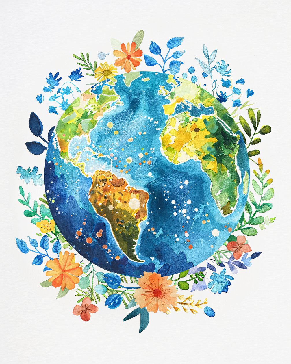 Aquarell Boho Planet Erde Kinderzimmer von F. Abderrahim