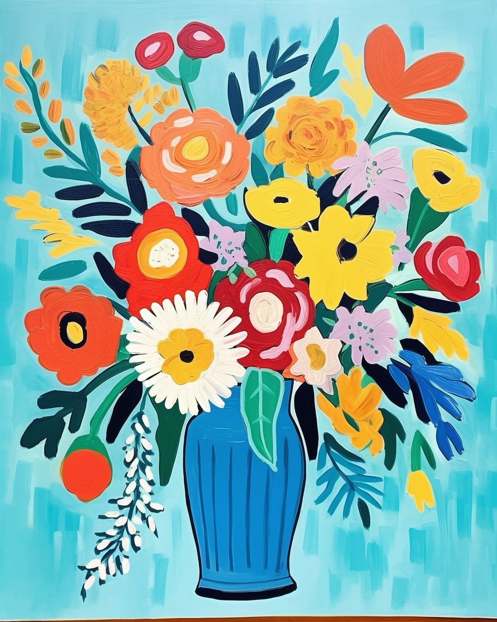 Matisse-inspirierte Blumen in einer Vase von F. Abderrahim