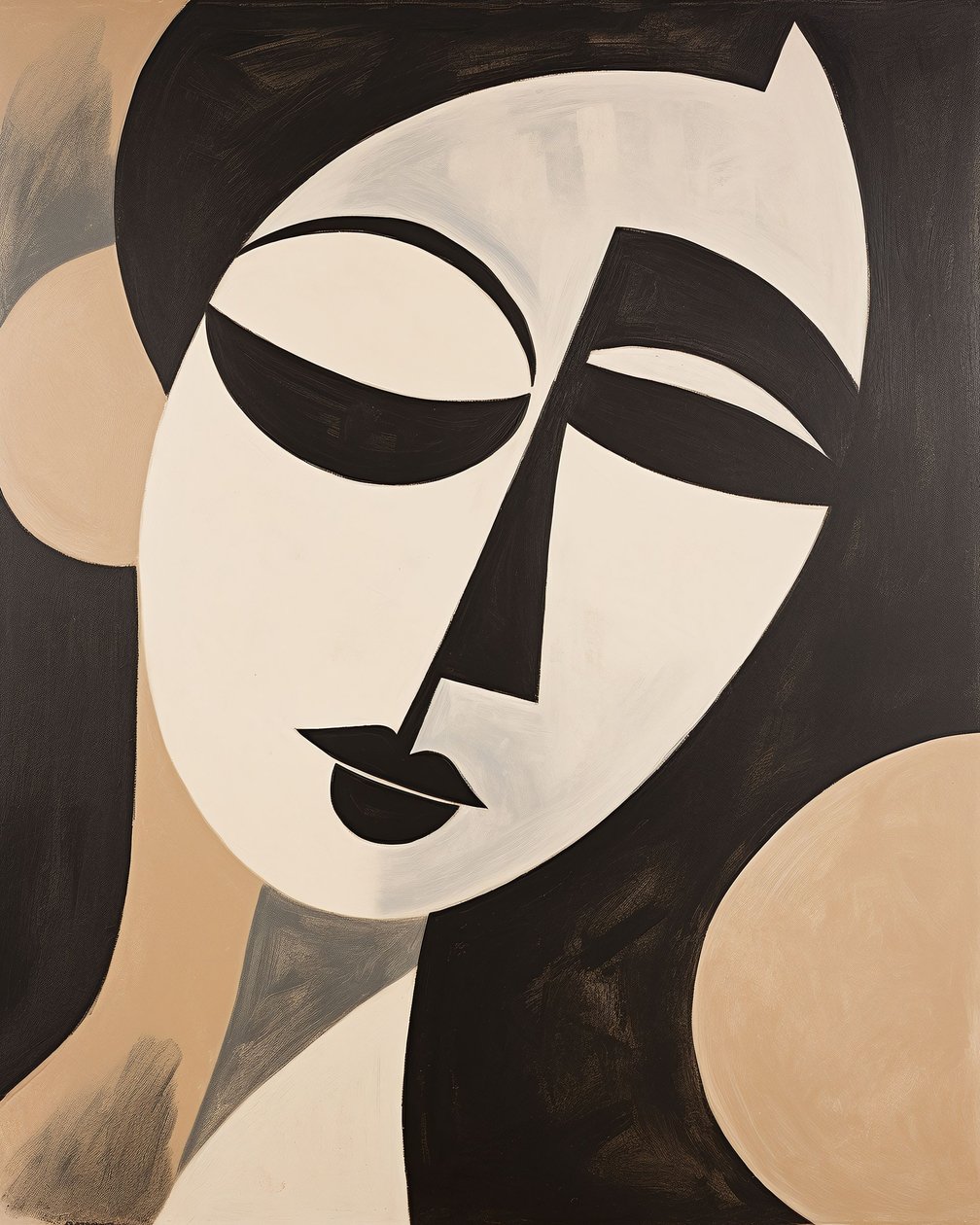 Schwarz & beige abstrakte Frau Henri Matisse Stil von F. Abderrahim