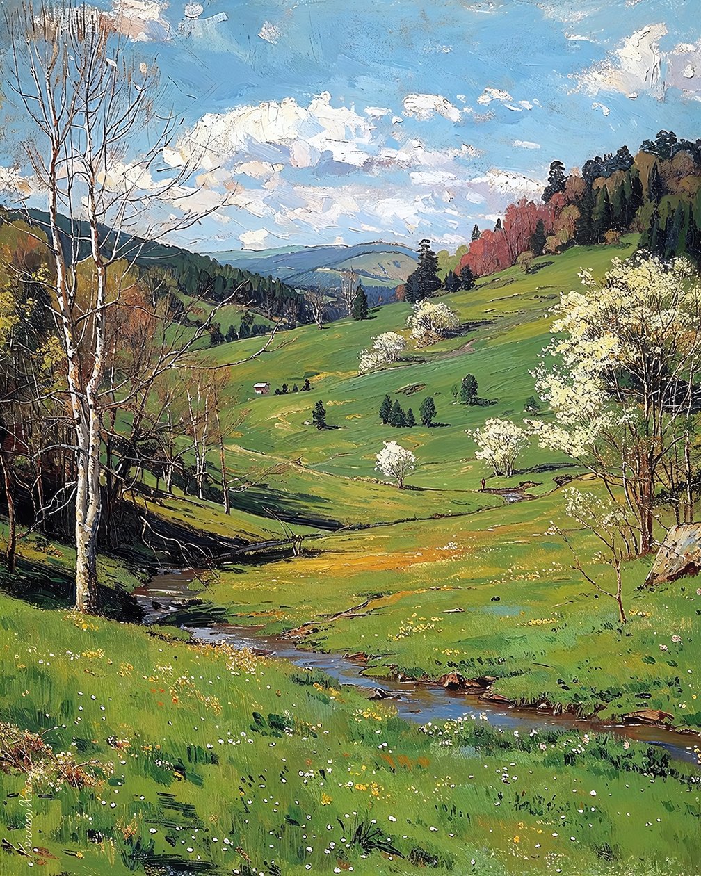 Schöne Landschaften, grüne Plateaus im Frühling von F. Abderrahim