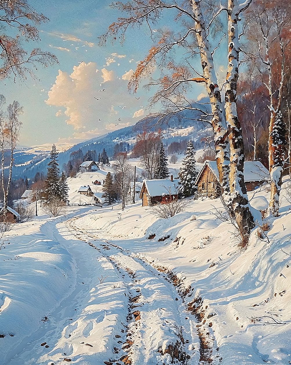 Landschaft mit verschneiter Landschaft von F. Abderrahim