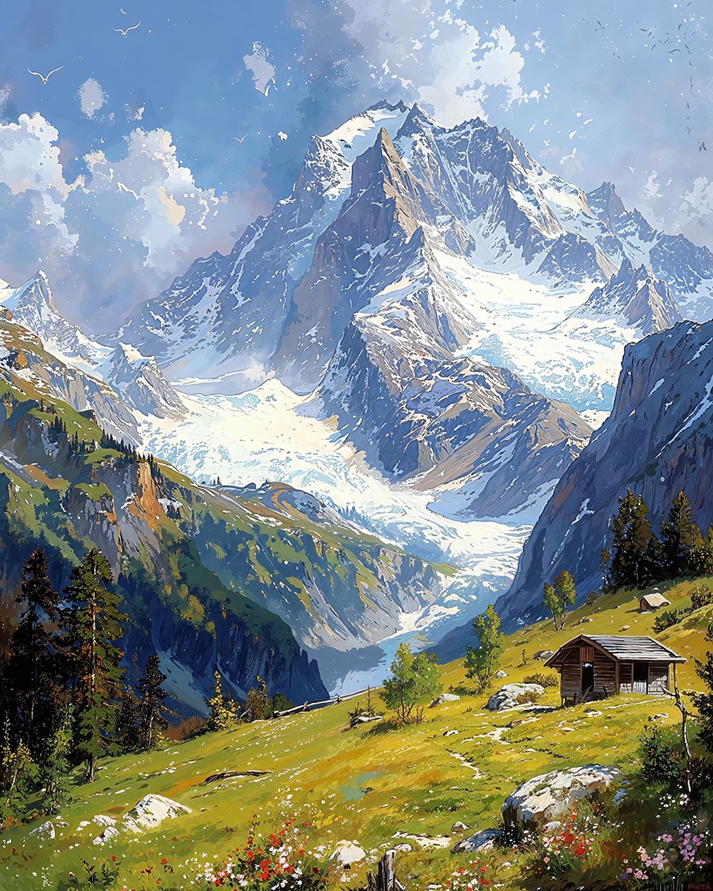 Landschaft mit blumigen Hügeln von F. Abderrahim