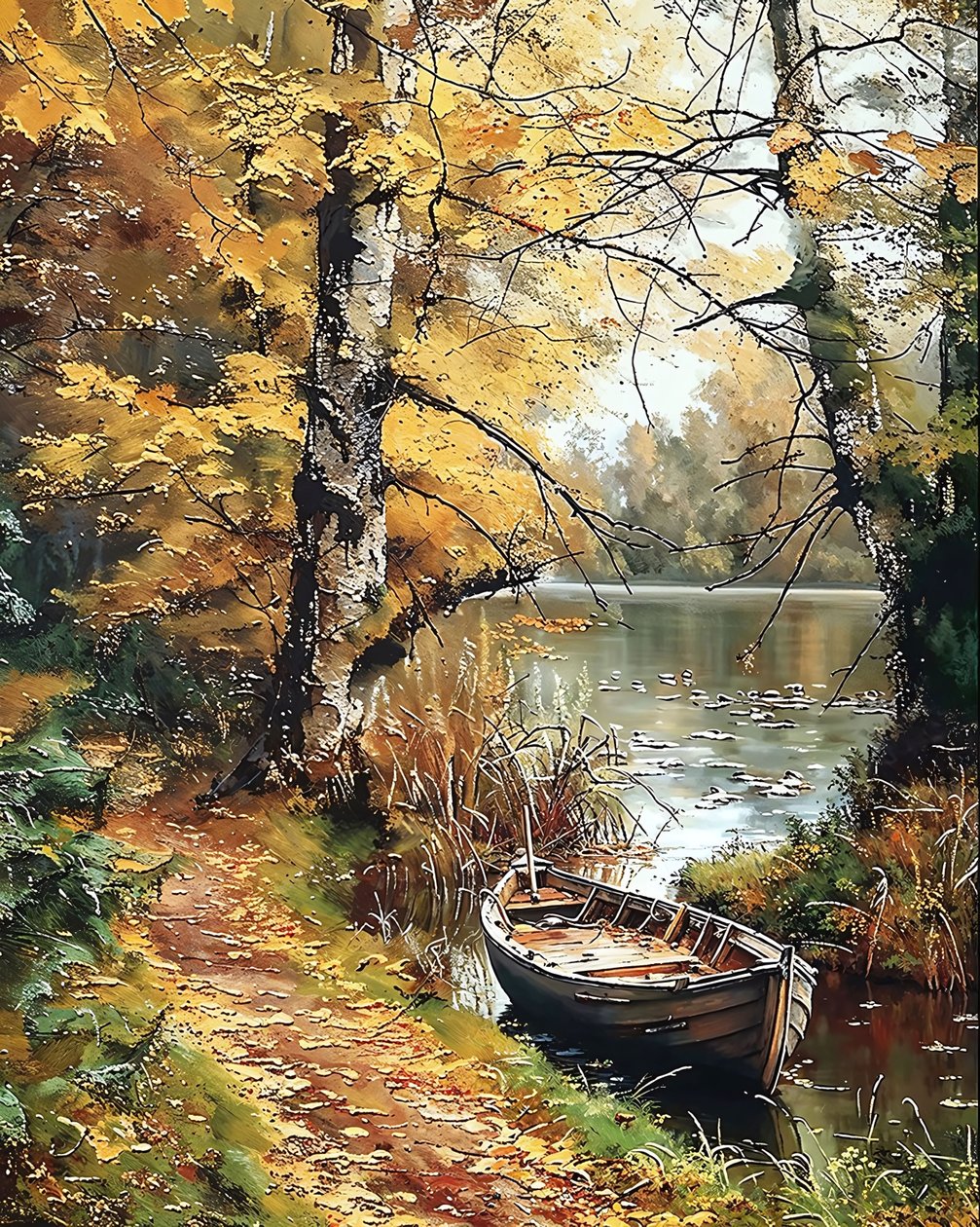Ein Holzboot in der Mitte eines verzauberten Sees von F. Abderrahim