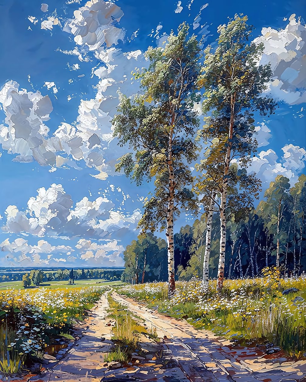 Ein Birkenwald an einem sonnigen Tag von F. Abderrahim