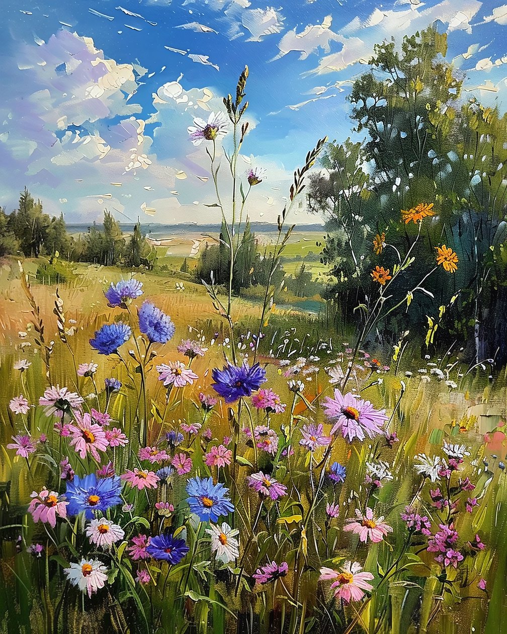 Landschaft mit Wildblumen von F. Abderrahim
